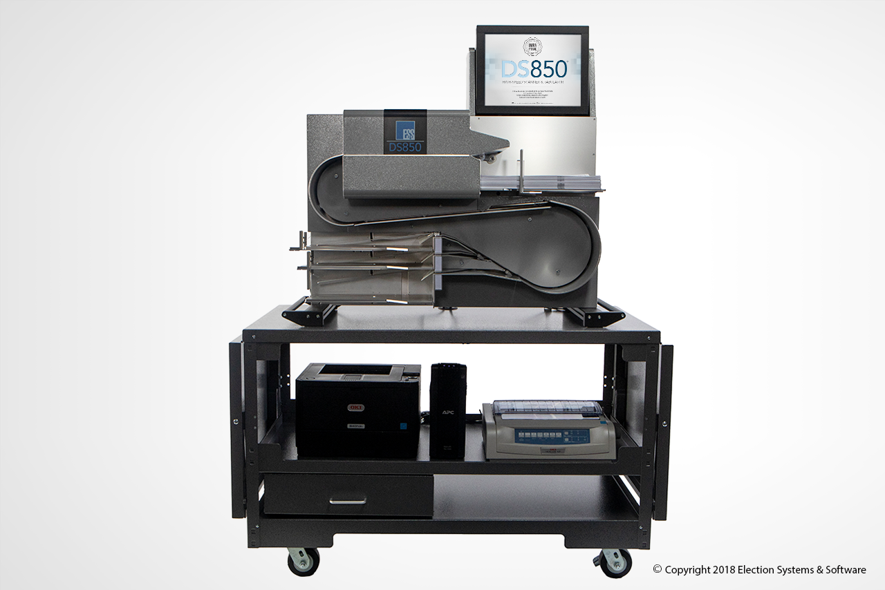 The DS850 High Speed Central Scanner and Tabulator On Rolling Cart