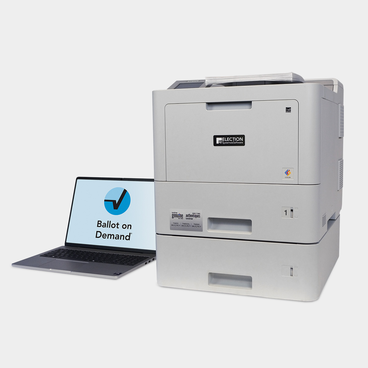 BODEX470 printer and laptop