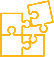 Icon of puzzle pieces coming together, representing management of multiple elements