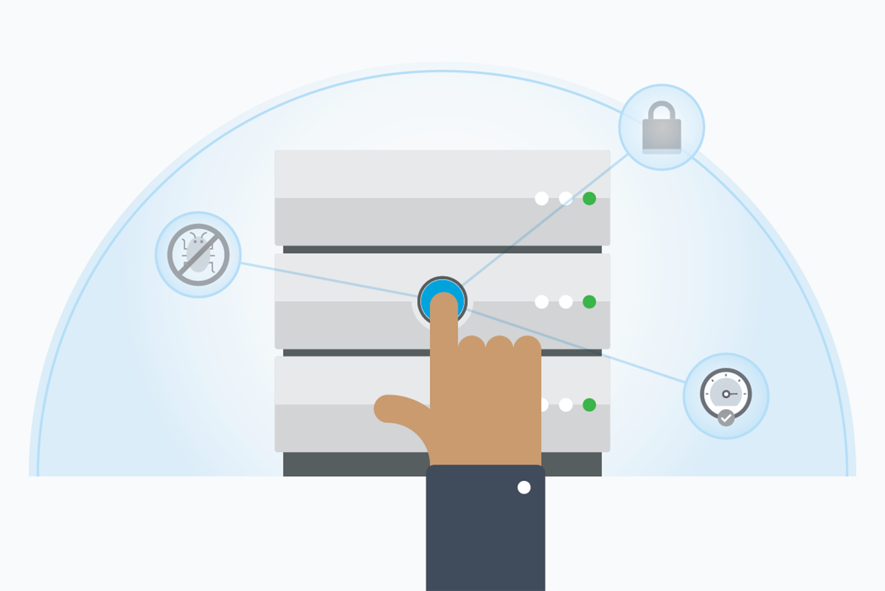 Illustration of Empower's benefits, including security features, built-in antvirus protection, and performance monitoring