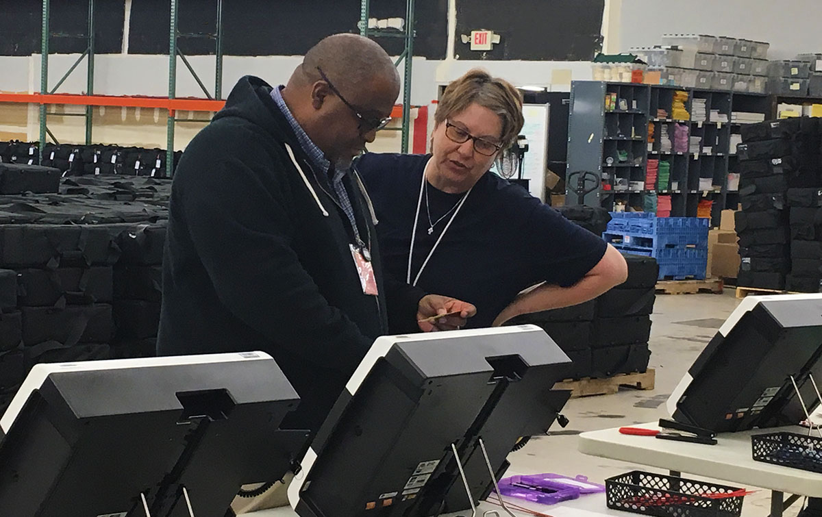 Poll worker training at the Marion County Election Board Service Center