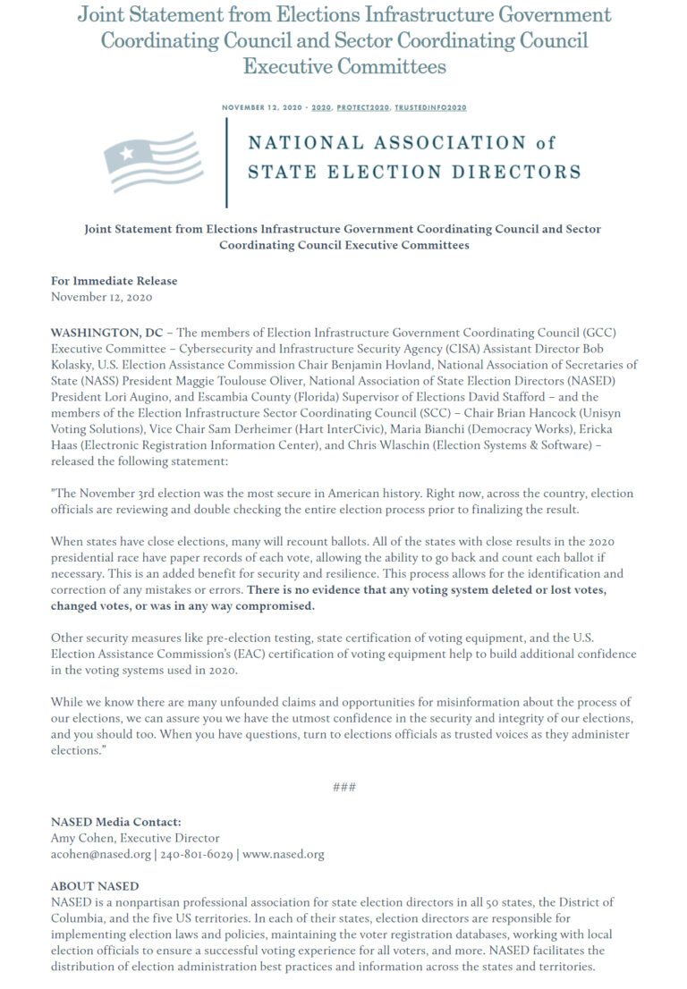 A Joint Statement from Our Nation's Election Officials, Partners and ...