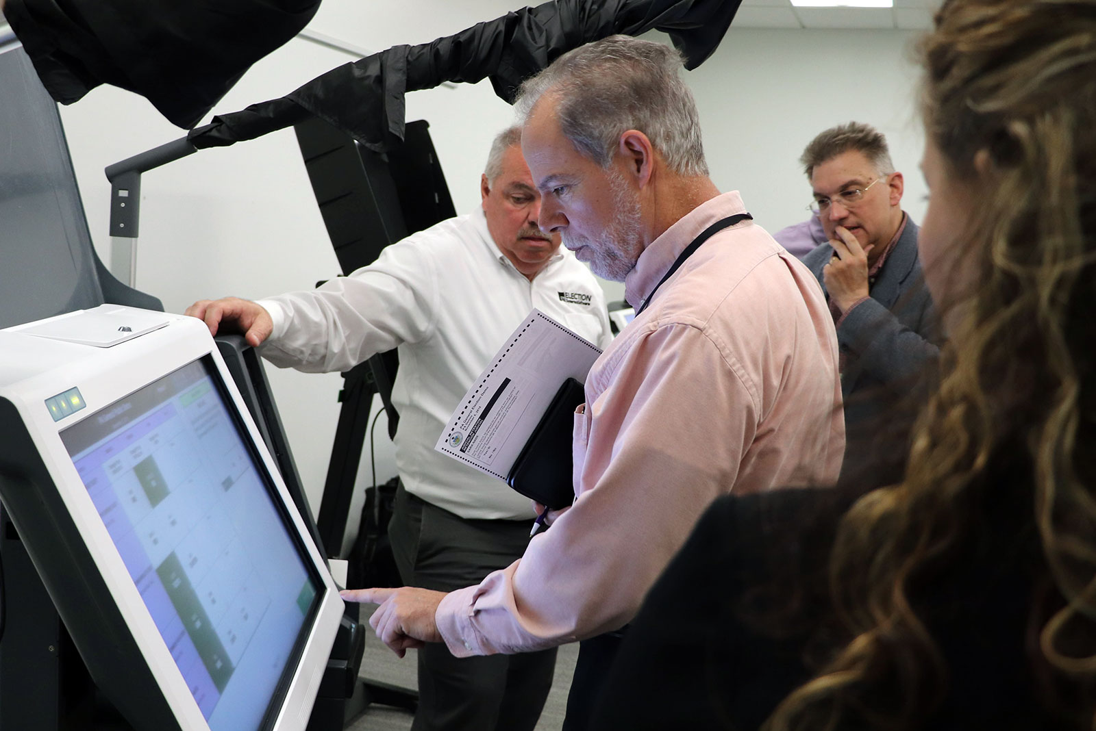 Cumberland County Commissioner Vince DiFilippo experiences voting on an ExpressVote XL during a product demonstration in June 2019. Photo courtesy of Cumberland County.