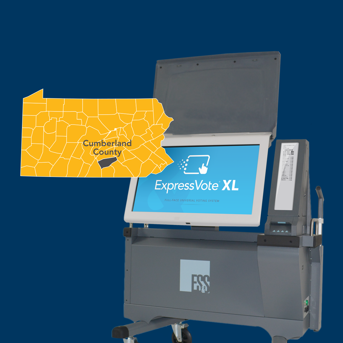 ES&S' case study for Cumberland County, Pennsylvania, highlights the successful implementation of 400 ExpressVote XL units.