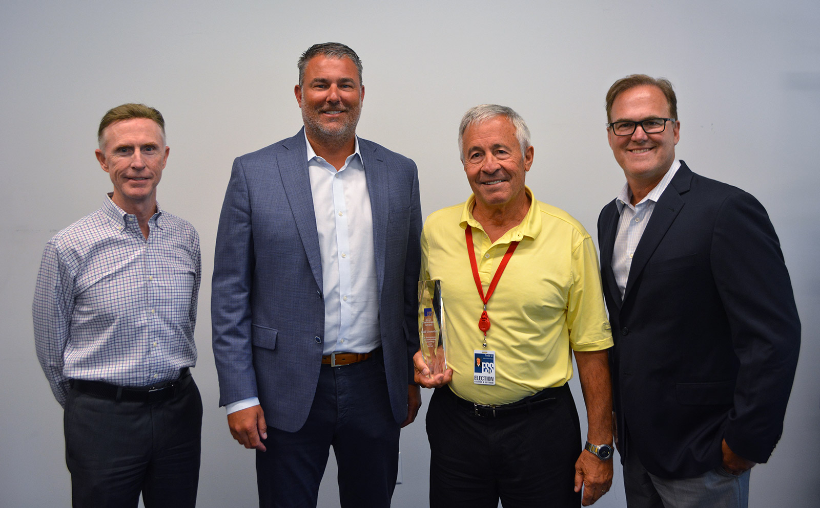 From left to right: Tom O'Brien, Tom Burt, 2021 Chairman's Award Winner Todd Urosevich, and Jim Schmidt