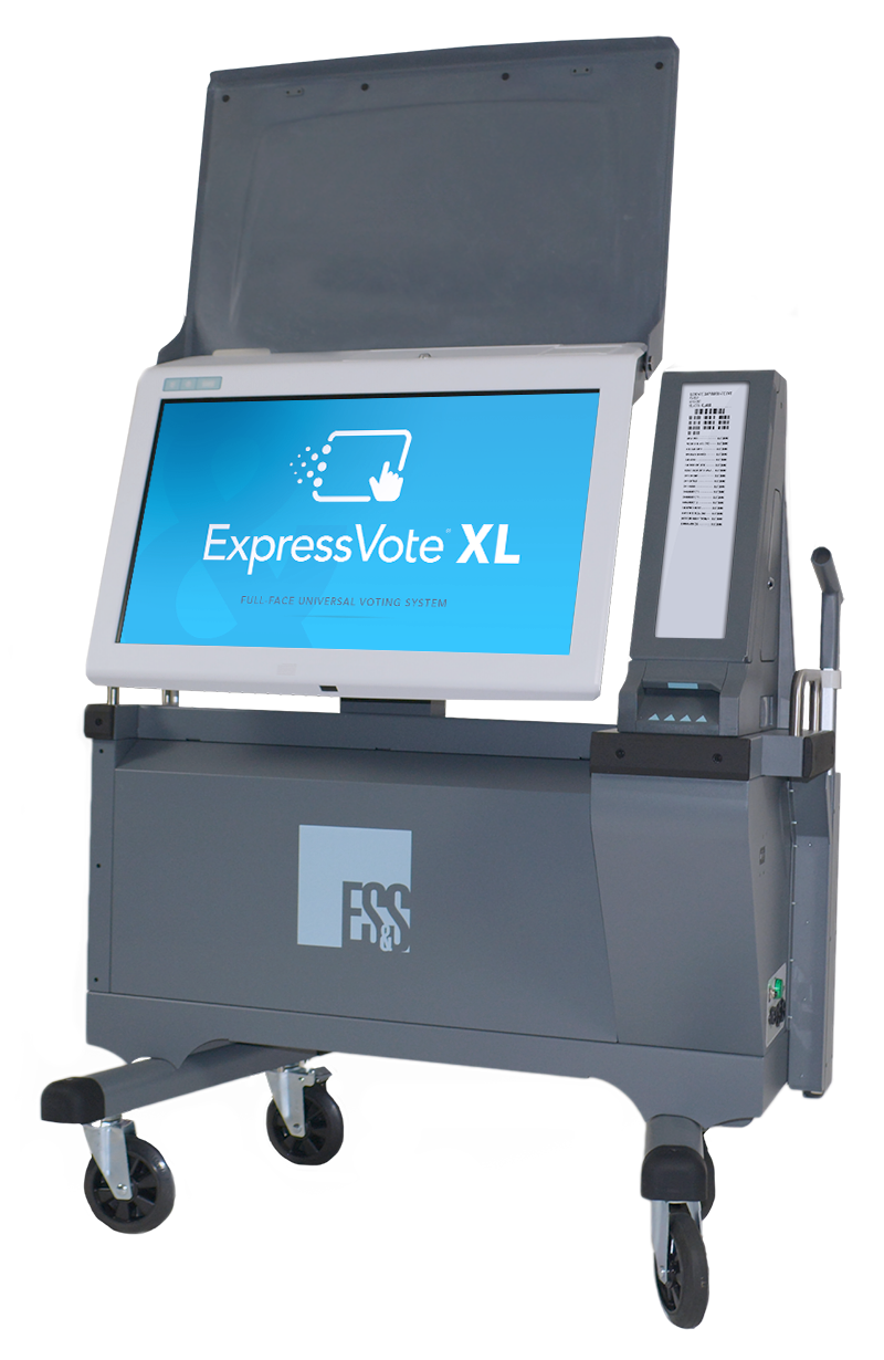 Product photo: ExpressVote XL, full-face universal voting system, seen from the front