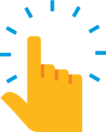 Stylized icon of a human hand with pointer finger extended for using a touch screen.