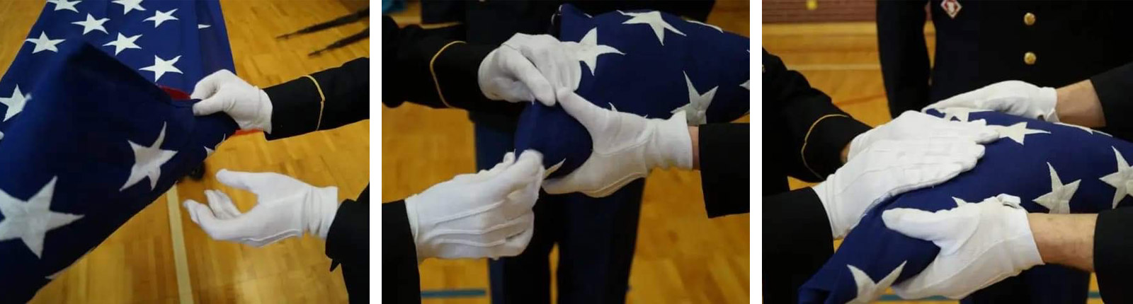 Image sequence of U.S. Army Honor Guard members folding an American flag for presenting to a soldier's next of kin.