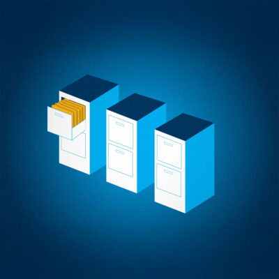 Voter Registration election management video featured image, an illustration of three file cabinets with one drawer opening