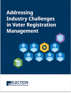 Cover of white paper titled Addressing Industry Challenges in Voter Registration Management.