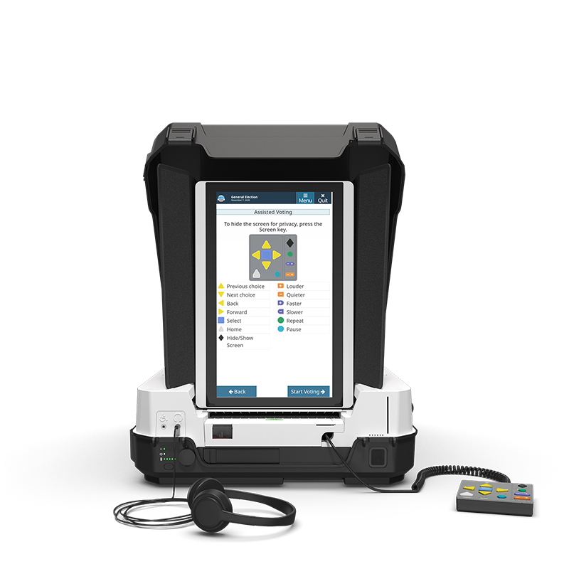 AutoMARK AutoMARK with headphones attached and audio-tactile keypad deployed