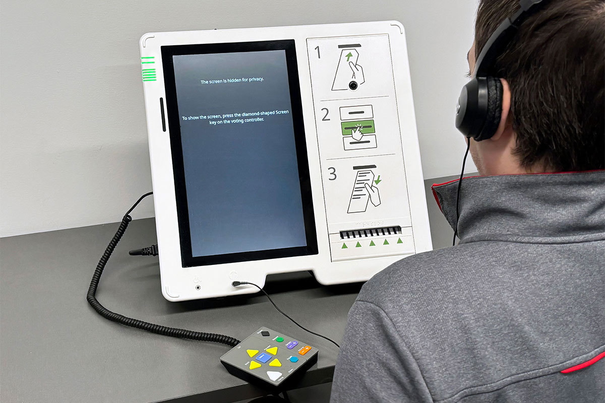 Universal Voting - ExpressVote 3 ExpressVote 3 with the screen blanked for privacy