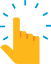 icon_Touch_color Stylized icon of a human hand with pointer finger extended for using a touch screen.